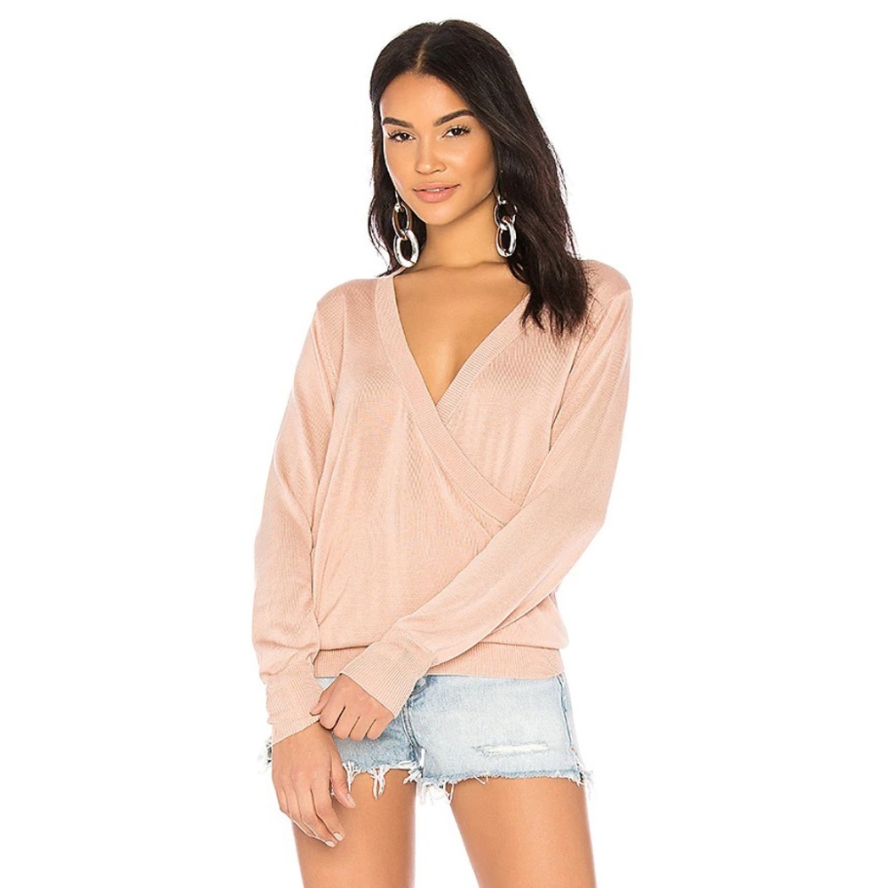 Callahan Deep V Wrap Sweater in Almond M